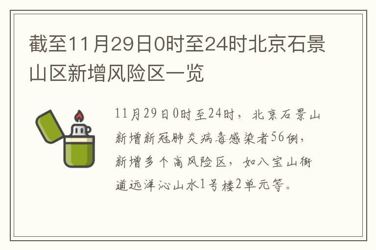 截至11月29日0时至24时北京石景山区新增风险区一览
