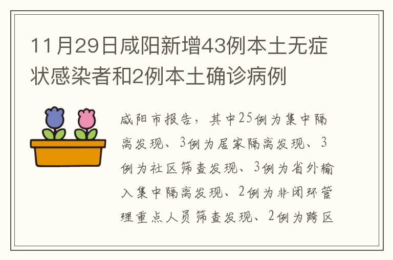 11月29日咸阳新增43例本土无症状感染者和2例本土确诊病例