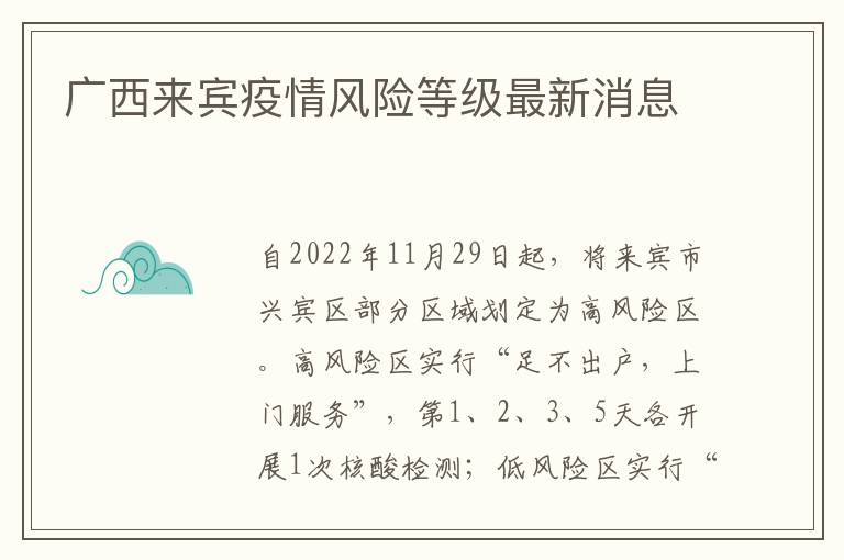 广西来宾疫情风险等级最新消息