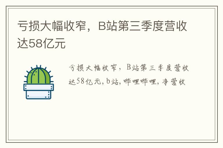 亏损大幅收窄，B站第三季度营收达58亿元