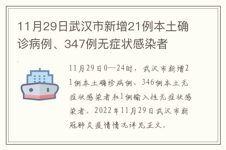 11月29日武汉市新增21例本土确诊病例、347例无症状感染者
