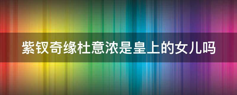 紫钗奇缘杜意浓是皇上的女儿吗