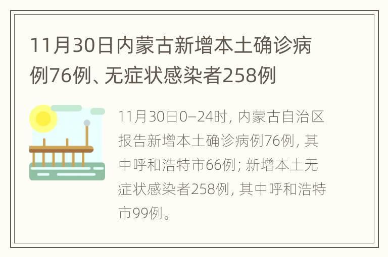 11月30日内蒙古新增本土确诊病例76例、无症状感染者258例