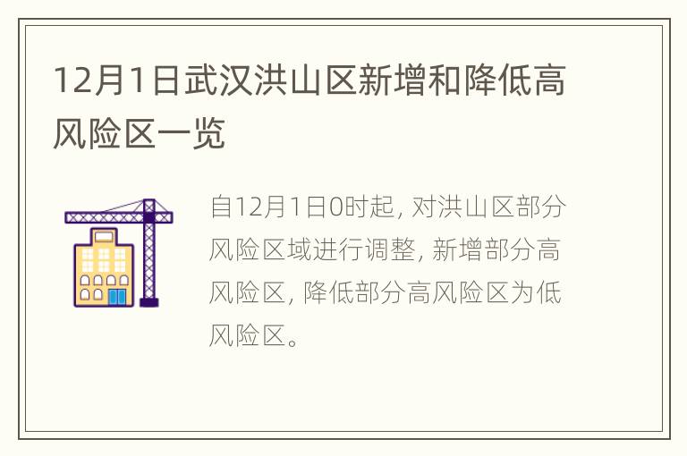 12月1日武汉洪山区新增和降低高风险区一览