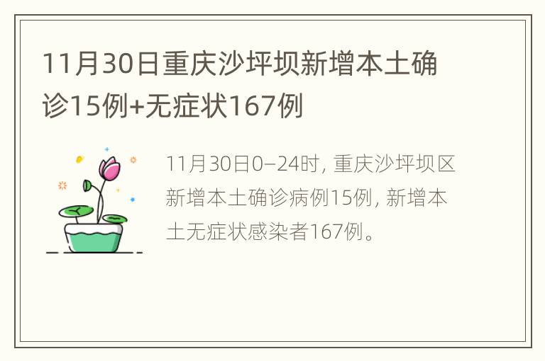 11月30日重庆沙坪坝新增本土确诊15例+无症状167例