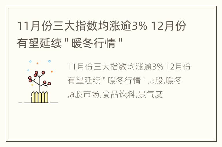 11月份三大指数均涨逾3% 12月份有望延续＂暖冬行情＂