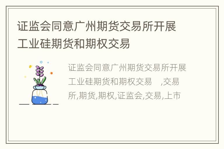 证监会同意广州期货交易所开展工业硅期货和期权交易