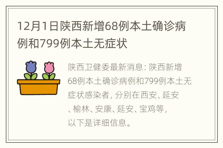 12月1日陕西新增68例本土确诊病例和799例本土无症状