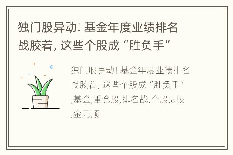 独门股异动！基金年度业绩排名战胶着，这些个股成“胜负手”