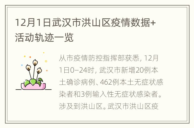 12月1日武汉市洪山区疫情数据+活动轨迹一览