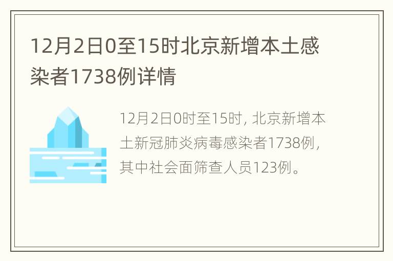 12月2日0至15时北京新增本土感染者1738例详情