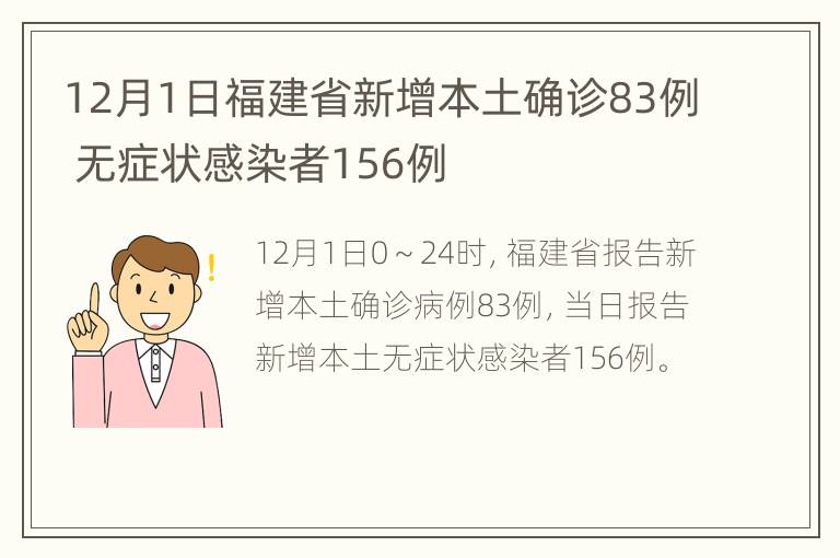 12月1日福建省新增本土确诊83例 无症状感染者156例