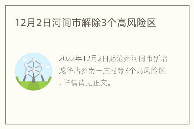 12月2日河间市解除3个高风险区