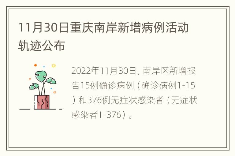 11月30日重庆南岸新增病例活动轨迹公布