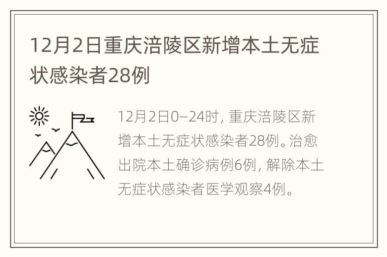 12月2日重庆涪陵区新增本土无症状感染者28例