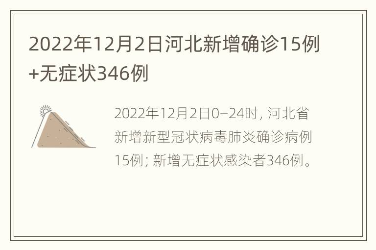 2022年12月2日河北新增确诊15例+无症状346例