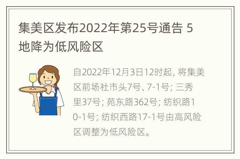 集美区发布2022年第25号通告 5地降为低风险区