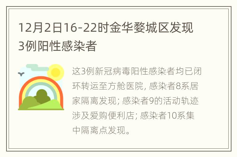 12月2日16-22时金华婺城区发现3例阳性感染者