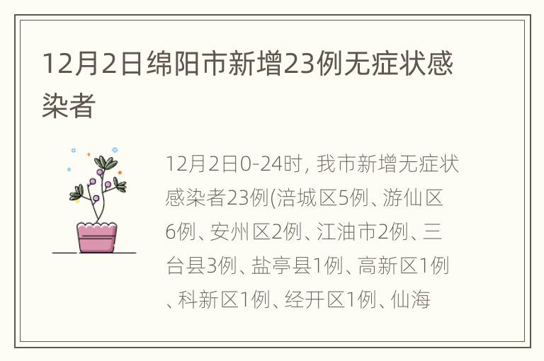 12月2日绵阳市新增23例无症状感染者