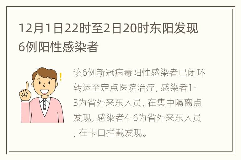 12月1日22时至2日20时东阳发现6例阳性感染者