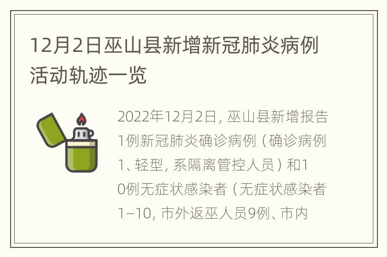 12月2日巫山县新增新冠肺炎病例活动轨迹一览