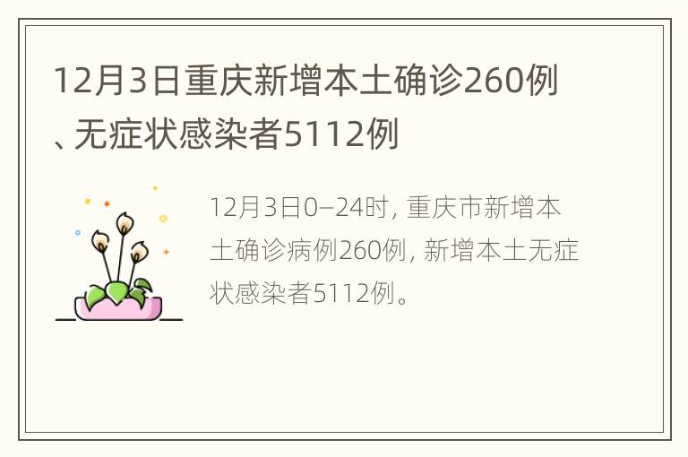 12月3日重庆新增本土确诊260例、无症状感染者5112例
