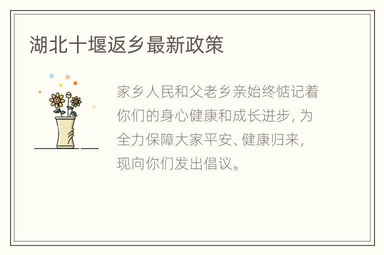 湖北十堰返乡最新政策