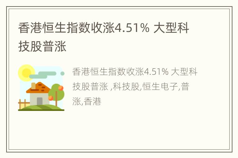 香港恒生指数收涨4.51% 大型科技股普涨