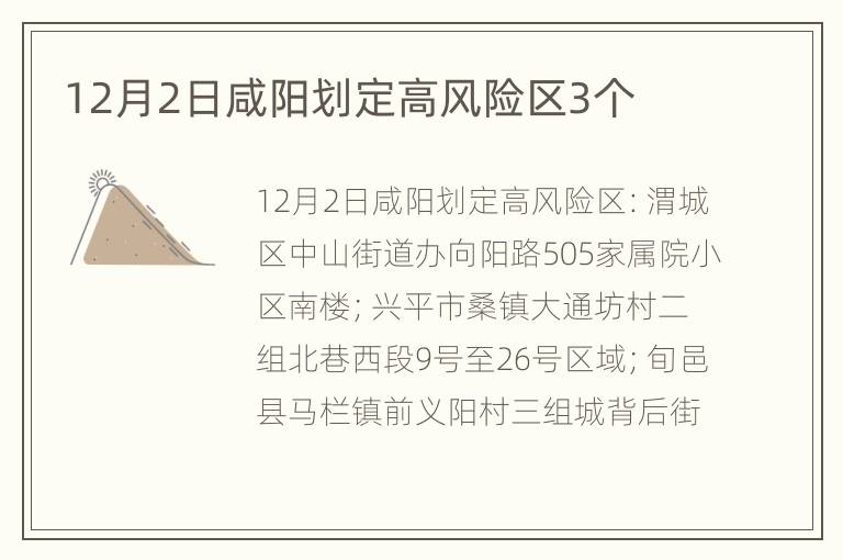 12月2日咸阳划定高风险区3个