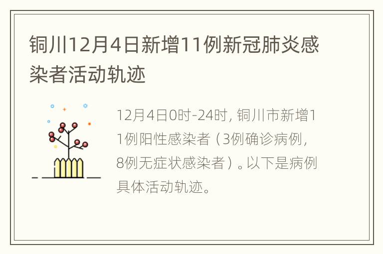 铜川12月4日新增11例新冠肺炎感染者活动轨迹