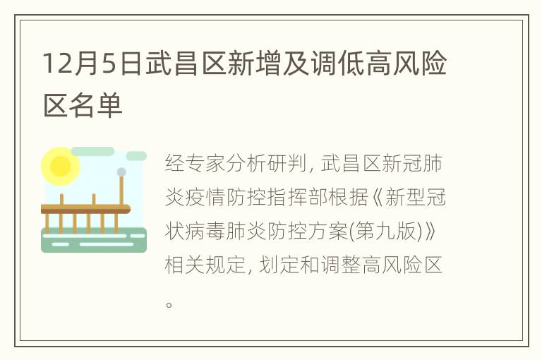 12月5日武昌区新增及调低高风险区名单