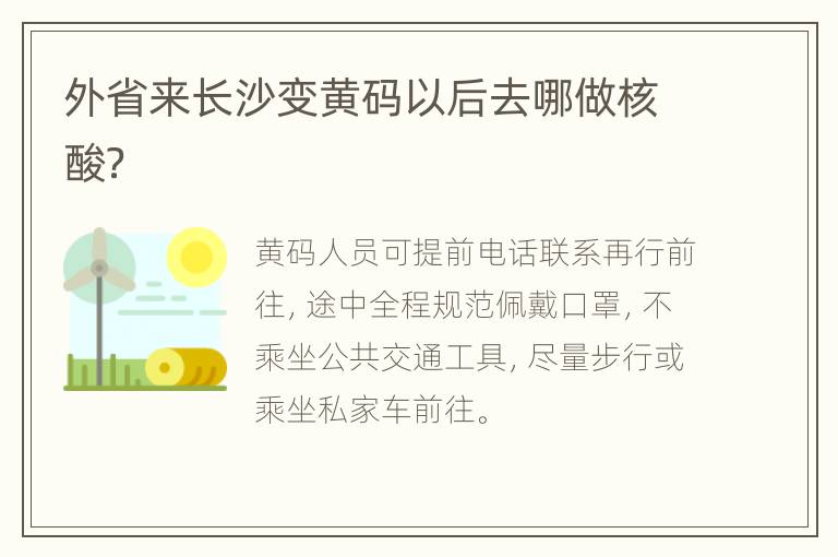 外省来长沙变黄码以后去哪做核酸？