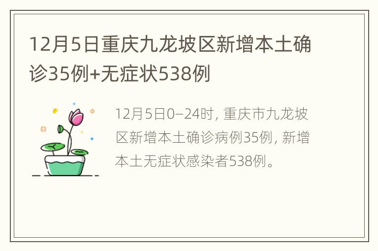 12月5日重庆九龙坡区新增本土确诊35例+无症状538例