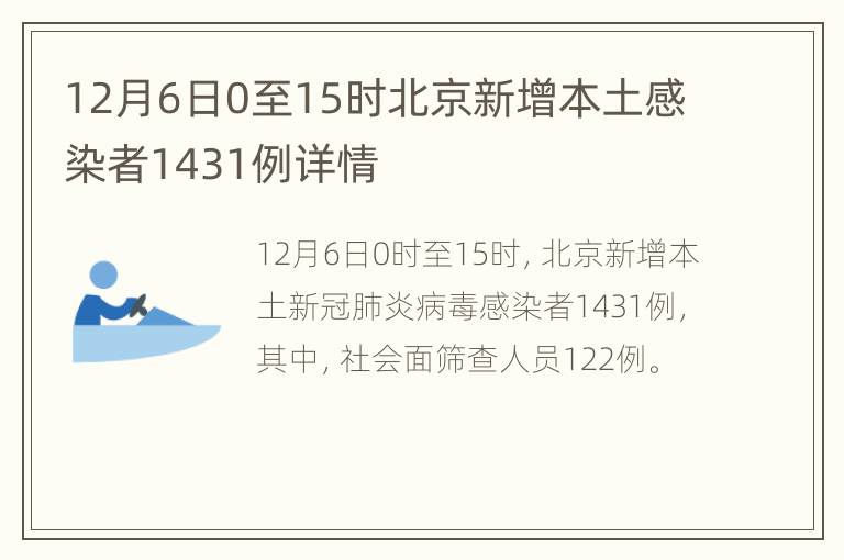12月6日0至15时北京新增本土感染者1431例详情