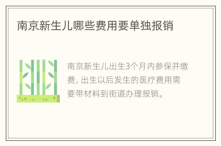 南京新生儿哪些费用要单独报销