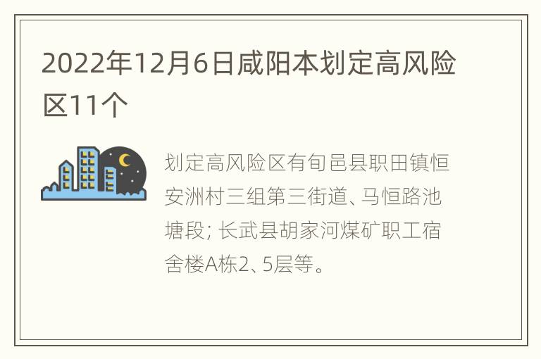 2022年12月6日咸阳本划定高风险区11个