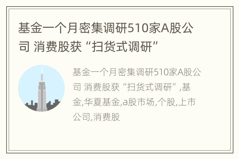 基金一个月密集调研510家A股公司 消费股获“扫货式调研”