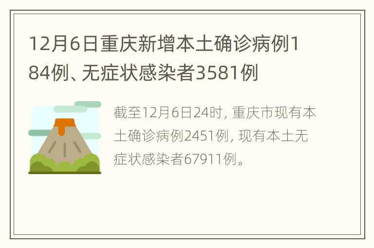 12月6日重庆新增本土确诊病例184例、无症状感染者3581例