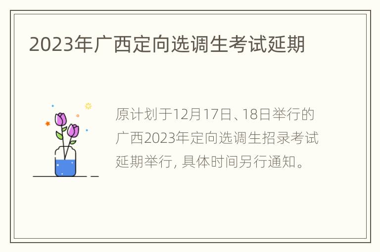 2023年广西定向选调生考试延期