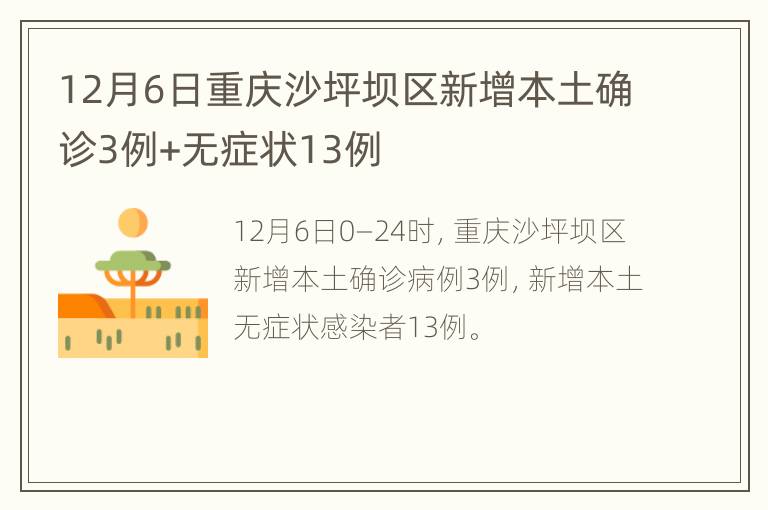 12月6日重庆沙坪坝区新增本土确诊3例+无症状13例