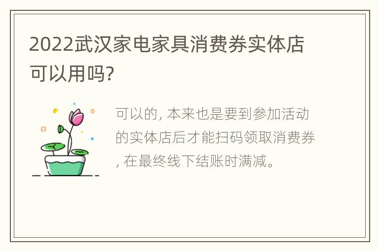 2022武汉家电家具消费券实体店可以用吗？