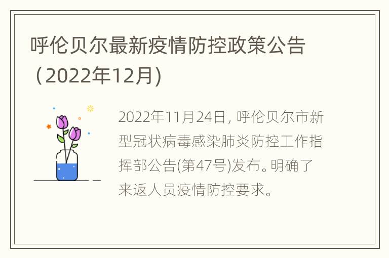 呼伦贝尔最新疫情防控政策公告（2022年12月)