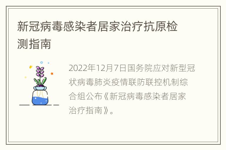 新冠病毒感染者居家治疗抗原检测指南