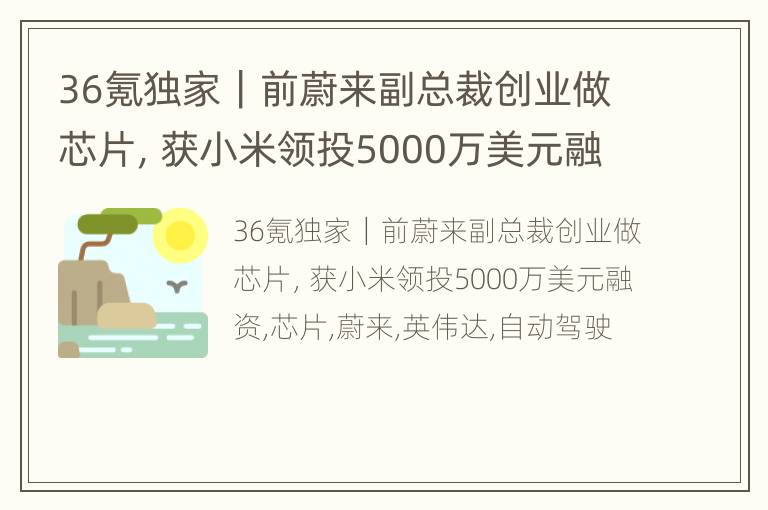 36氪独家｜前蔚来副总裁创业做芯片，获小米领投5000万美元融资