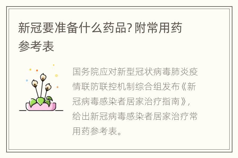 新冠要准备什么药品？附常用药参考表