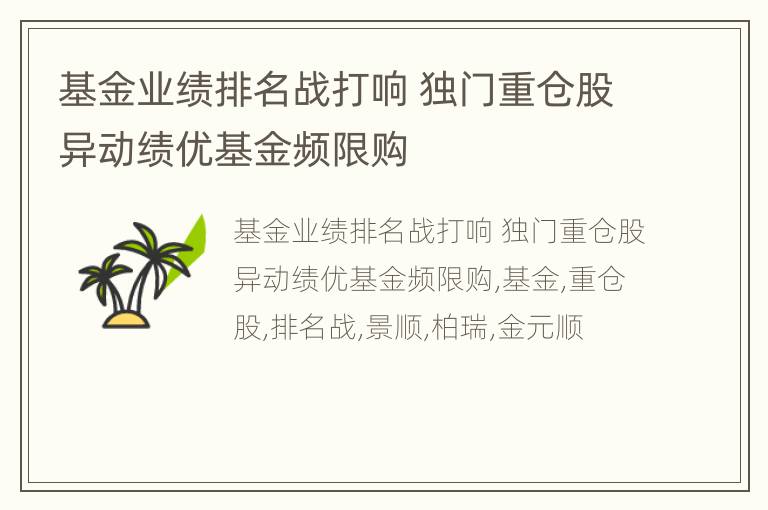 基金业绩排名战打响 独门重仓股异动绩优基金频限购