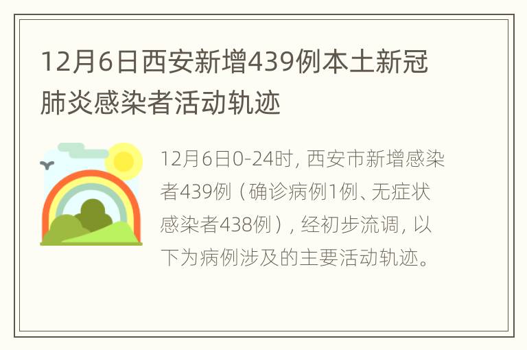 12月6日西安新增439例本土新冠肺炎感染者活动轨迹