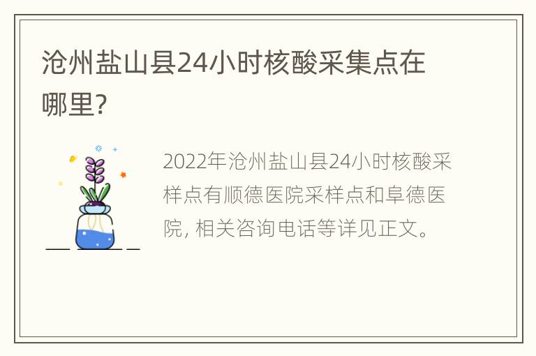 沧州盐山县24小时核酸采集点在哪里?