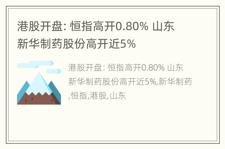 港股开盘：恒指高开0.80% 山东新华制药股份高开近5%