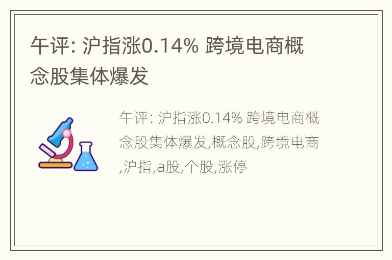 午评：沪指涨0.14% 跨境电商概念股集体爆发